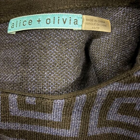 Alice+Olivia Womens Nadia Greek Key Geometric Merino Wool Sweater Dress Size XS - Picture 6 of 8